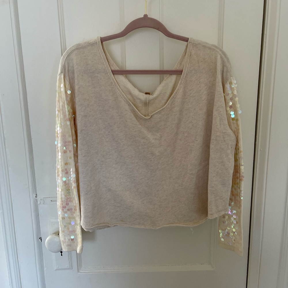Free People sweater with sequin sleeves